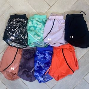 Lot of 8 pair of small UA running shorts